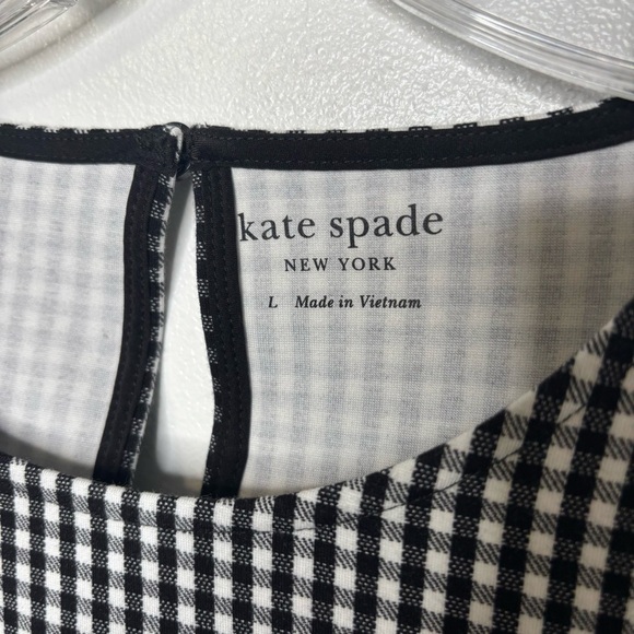Kate Spade Jazzy Gingham Scalloped Ponte Top Black White Women’s Large L - Picture 5 of 8